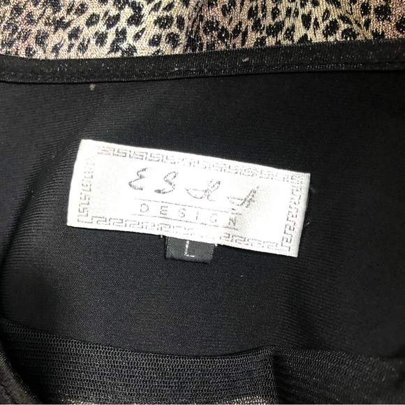 ESHA Design vintage beaded animal print 1/2 zip top. Sz Large - Picture 6 of 6